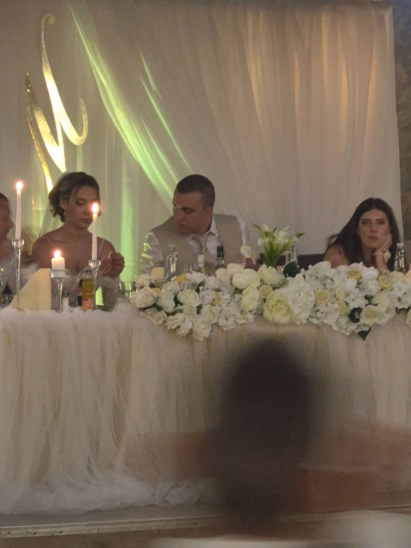 Makasa Etch Blueprint displayed at a wedding reception with guests and floral decor.
